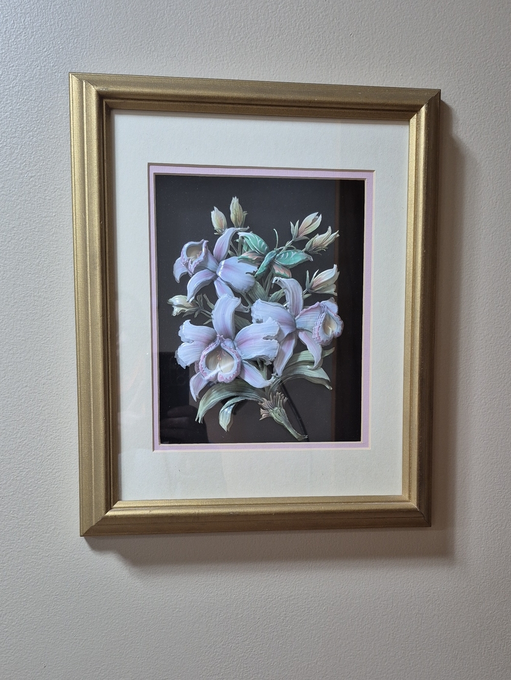 VINTAGE Handcrafted Floral 3D Paper Tole Decoupage Wall Art Shadowbox Framed